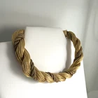 Vintage Gold Tone Chunky Choker Necklace Costume Jewelry Twisted Rope Chain 15"