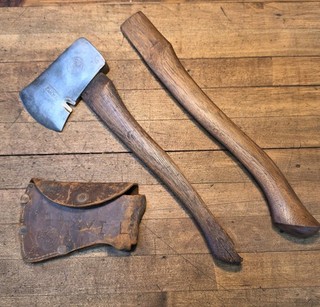 Vintage FAYETTE PLUMB Stamped BOY SCOUT Hatchet Leather Sheath & New Handle ☆