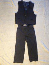 Boys Size 6 Dark Gray Pinstripe 2 Piece Suit Vest  Pants
