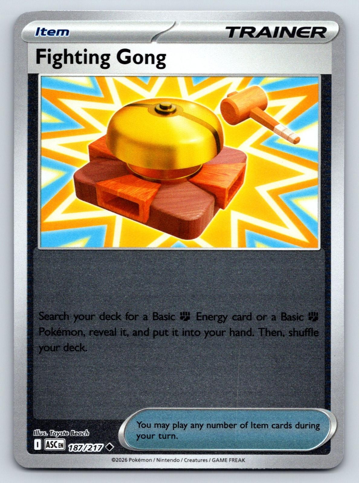 Fighting Gong 187/217 Uncommon Ascended Heroes Pokemon Reverse Holo Near Mint