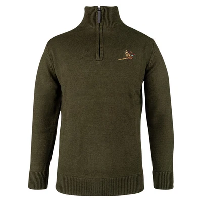 Jack Pyke Faisán Cremallera Cuello Jersey – Verde Oliva País Suéter con Bordado - Imagen 1 de 4