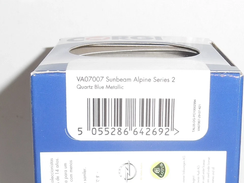 Vanguards /Corgi.  VA07007 SUNBEAM  APLINE SERIES 2 IN QUARTZ BLUE METALLIC - Image 3 of 4