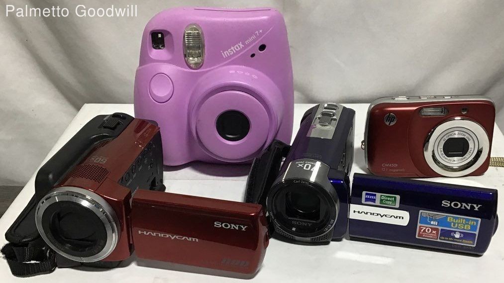 Lot of 4 Instax, Sony, HP Cameras PARTS ONLY