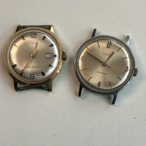 Timex Marlin Mens Vintage 1970s Self Winding Not Running For Parts Lot Of 2