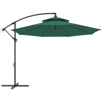 Outsunny 2,7 m Ampelschirm Bananenschirm Outdoor Sonnenschutz mit Kurbel, grün