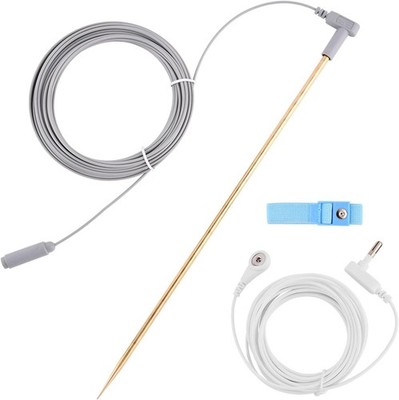 Grounding Rod with 40ft Wire, Portable for Grey and white