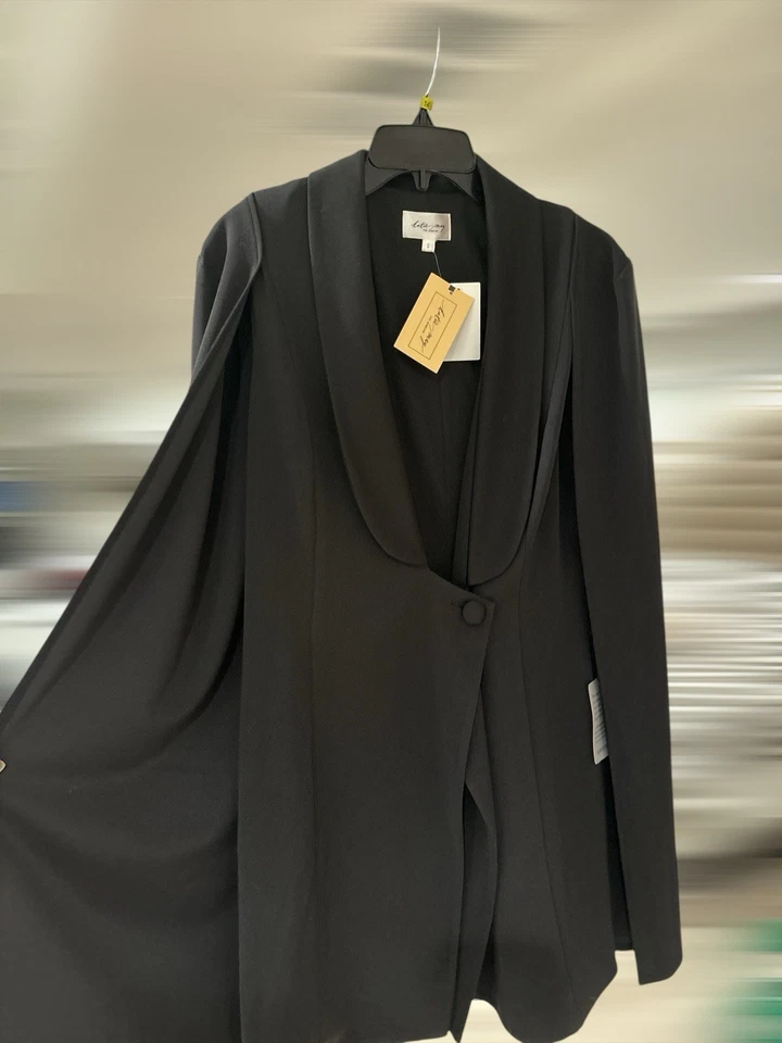 Katie May Black Cape Blazer Dress – Shawl Collar Tuxedo Style, NWT Size L - Image 3 of 3