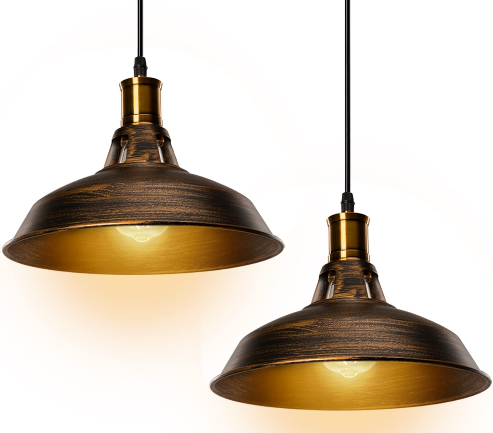 Suspension luminaire industrielle métal noir lustre rétro vintage salon e27 lot de 2
