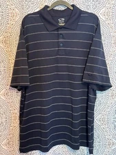 Champion Navy Blue Striped Golf Polo Shirt XL