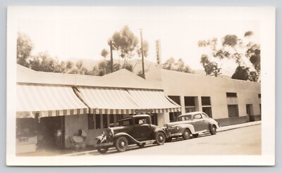 Vintage Photo Street Scene Antique Cars Baby Pram Buggy Hoovers Store