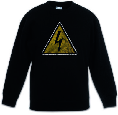 CAUTION HIGH VOLTAGE VINTAGE LOGO SIGN Kinder Pullover AC/DC Hochspannung