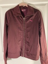 Puma Track Jacket Warm Up Burgandy Zipper Front Running Small Vintage 80s  Retro