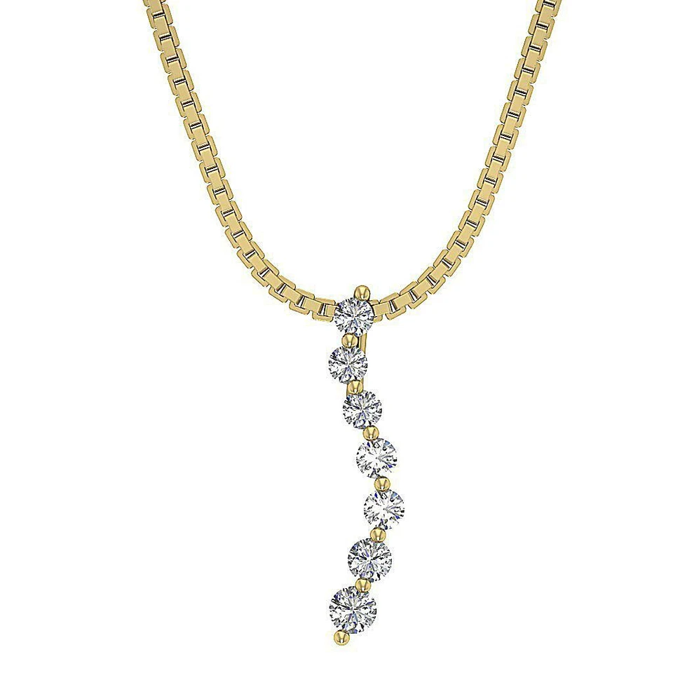 Collar colgante viaje I1 G 0,50 quilates diamante genuino oro blanco conjunto de puntas 1 pulgada Foto 2 de 4