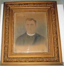 Antique 19thC Ornate Solid carved Wood Gesso Gilt Picture Frame Fits 15.5"x19.5"