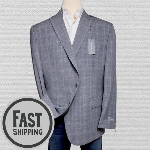 $450 MICHAEL KORS Mens Blazer 48L Gray WOOL Blend Sport Coat Two Button Jacket