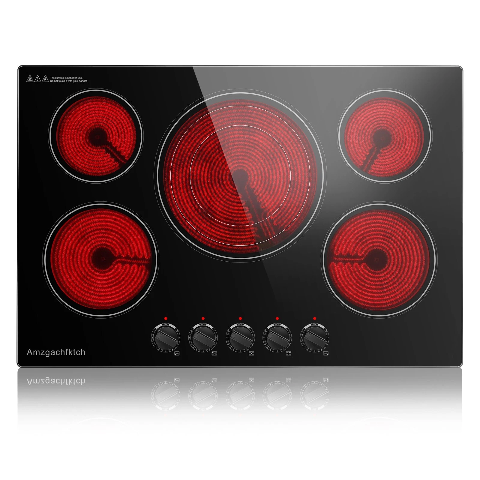 Amzgachfktch Electric Cooktop 5 Burner Electric Stove Top Ceramic Cooktop 9000W