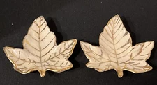 Maple Leaf Gold Gilt Porcelain Trinket Dish 3” (2 In Lot)