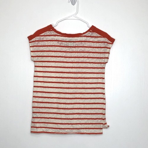 Lucky Brand Blouse Shirt Striped Women's XS Lace Orange - Picture 5 of 8
