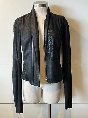 RICK OWENS $2500 Black Distress/Blister Lamb Leather Zip RICK OWENS $2500 Black Distress/Blister Lamb Leather Zip