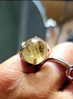 Globe Gold Rutilated Quartz Sterling Silver Estate Ring Size 7 Rare Vintage