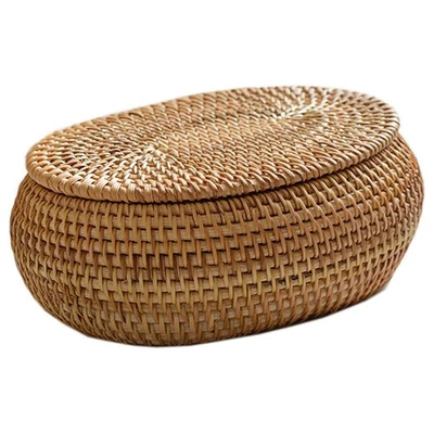 2X(Paniers de Rangement en Rotin avec Couvercle, Panier en Rotin, Panier Ro4963 - Photo 1/4