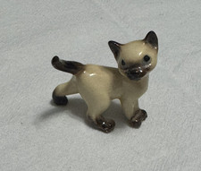 Vintage Hagen-Renaker Porcelain Siamese Cat Figurine, Blue Eyes Iconic Features