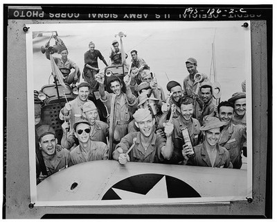 Kelly Field Texas 1942 Mechanics at Hangar Line Young Men Aircraft Production