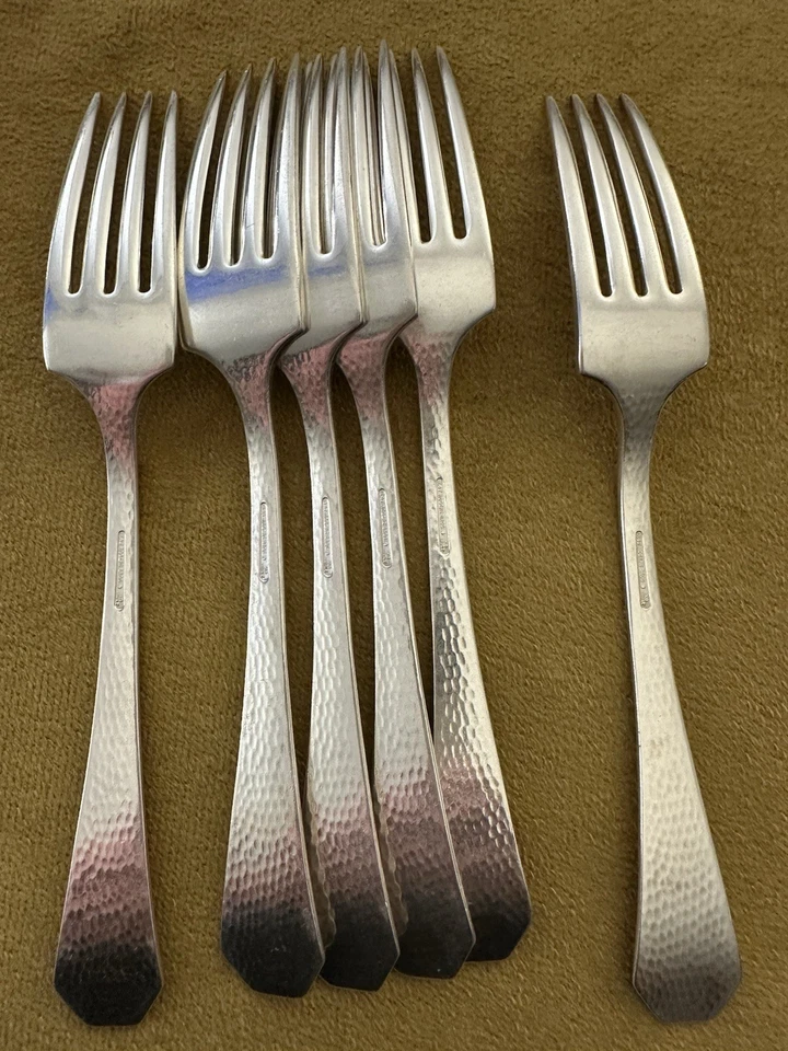 Lote de 6 HORQUILLAS DE CENA Rogers Heráldicas 1847 Hammered International EXC Foto 3 de 4