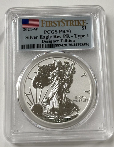 2021-W American Silver Eagle Designer - Type 1  FS PCGS PR70 Rev PR  1oz $1 Coin