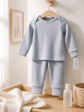 Carter's Light Blue Ribbed Thermal Kids Pajama Set