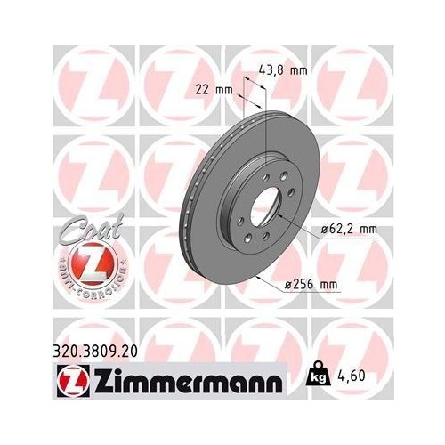 Zimmermann 320.3809.20 Bremsscheibe Vorderachse FüR Hyundai Kia Kia (Dyk)-image