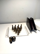 Vintage Desktop Bowling Pin Ball Set Acrylic Stand Wood Wooden Ramp PARTS Mini
