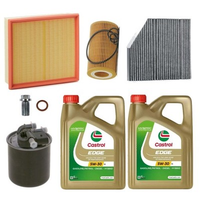 8L CASTROL EDGE LL 5W30 FULL FILTERS SERVICE KIT FOR MERCEDES CLA220d 2.2 13-19