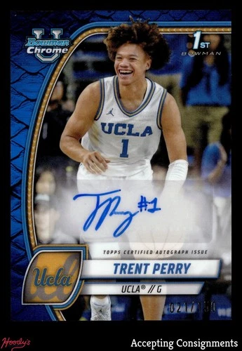2024-25 Bowman Chrome Uni Reptilian Blue Trent Perry 1ST ROOKIE AUTO 021/150