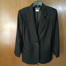 Sag Harbor Wool Blazer Size 10 Black Single Button - Vintage