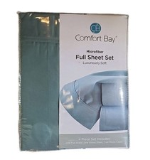 Comfort Bay Microfiber, Luxuriously Soft 4pc Full Sheet Set teal FREE SHIP, NEW