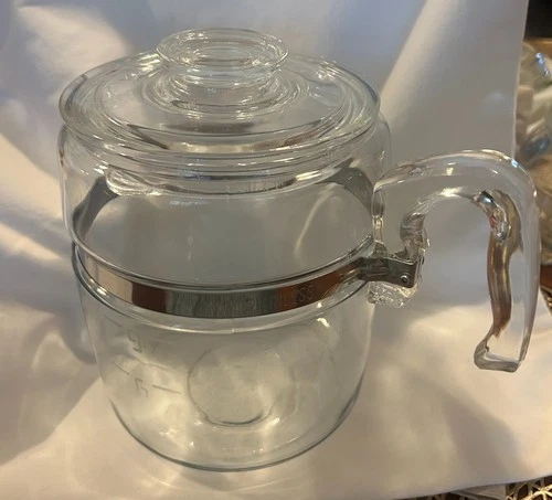 Vintage Pyrex Flamewear 7759 B 9 Cup Coffee Pot W/ Lid Very Good