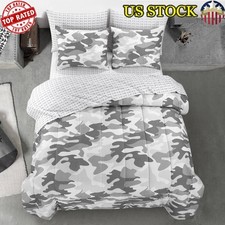 Gray Camouflage Bed-In-A-Bag Full Comforter Set Kids Bedding Soft Polyester New