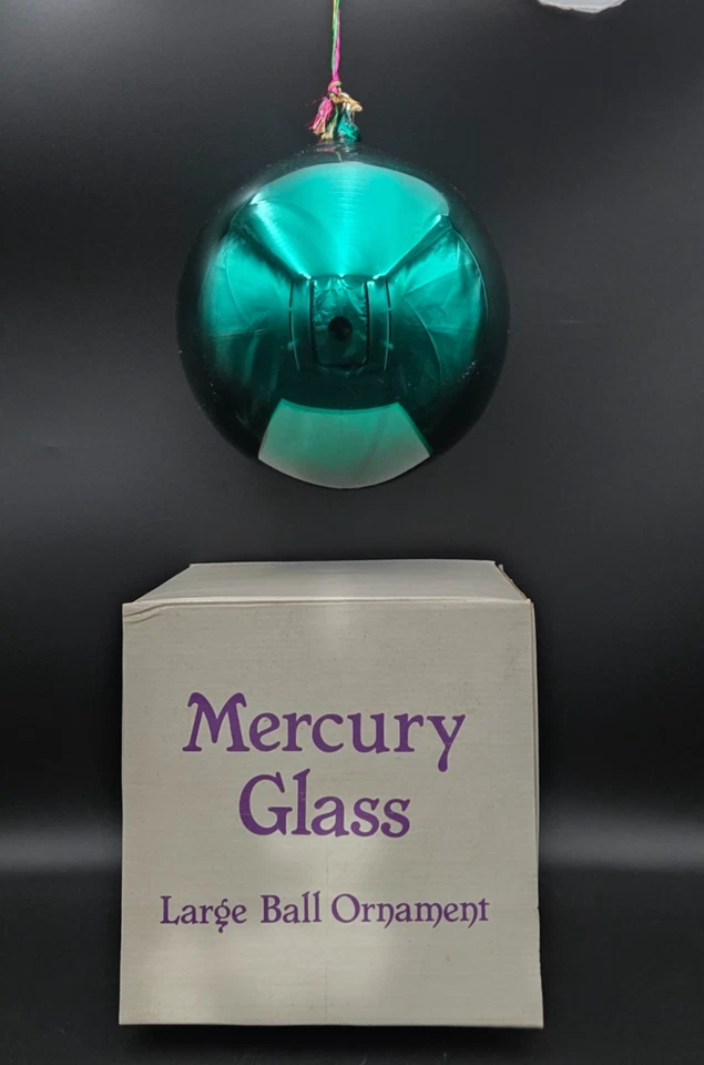 Винтажный 1991 большой Mercury стеклянный шар украшения с оригинальной коробкой - б/у в отличном состоянии! - Изображение 2 из 4