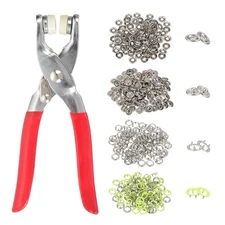 100Set Metal Snap Button Kit 9.5mm Hollow Prong Snap Button Tool Light Yellow