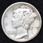 1931 FINE Mercury Dime, 90% SILVER!