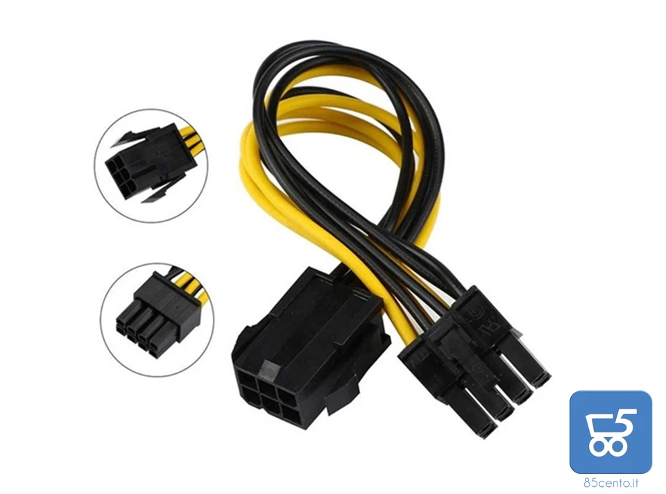 NO BRAND CAVO ALIMENTAZIONE SCHEDA VIDEO PCI EXPRESS DA 6 PIN femmina A 8 PIN maschio