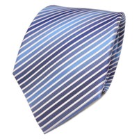 Tigertie Designer Seidenkrawatte Blau Himmelblau Weiß Gestreift - Krawatte Seide