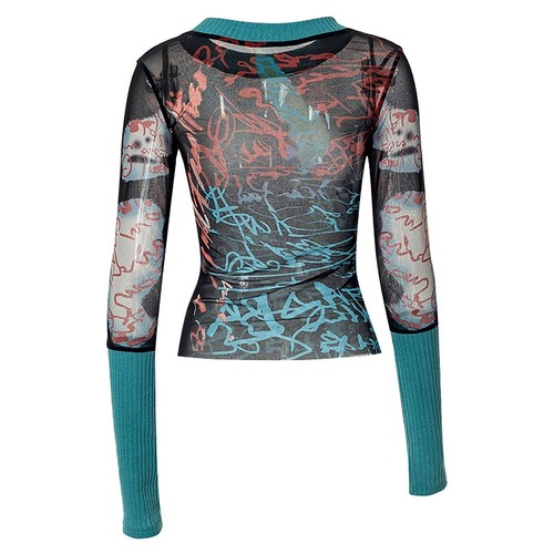 Maglione donna girocollo manica lunga maglia stampa casual top maglietta - Foto 5 di 17