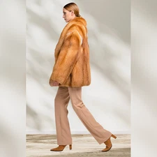 Elegant Nature Real Red Fox Fur Coat Women Winter Jacket Warm Overcoat Full Pelt