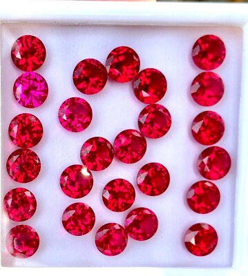 25 Pcs Natural Mogok Red Ruby Round 8.00 MM Certified Treated Loose Gemstone 