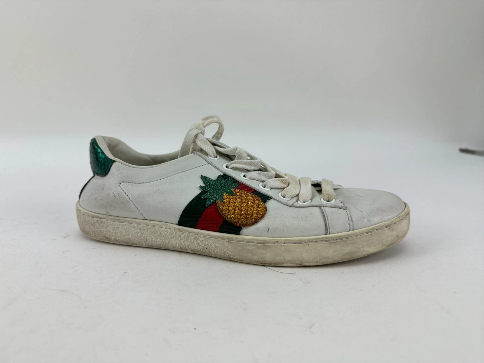 Baskets Gucci Ace en cuir blanc ananas CHAUSSURE SIMPLE DROITE UNIQUEMENT taille 36