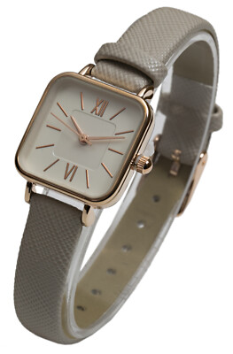 Blekon Collections Women's Japanese Quartz 25mm Square Face Leather Band Watch