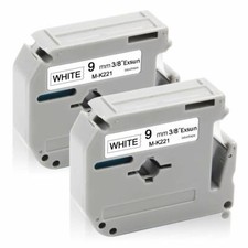 2-Pk/Pack For Brother P-touch Label PT-65 70 M-K221 MK221 Black/White Tape 3/8"