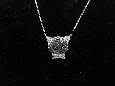SPINEL AND WHITE TOPAZ  CAT PENDANT 18'' CHAIN Sterling Silver 925 NWT NK4
